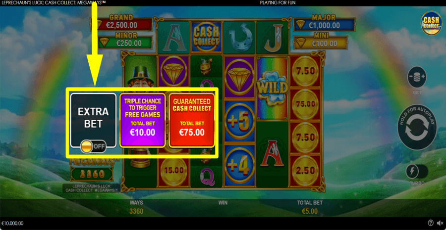 Leprechauns Luck Cash Collect Megaways Extra Bet Feature