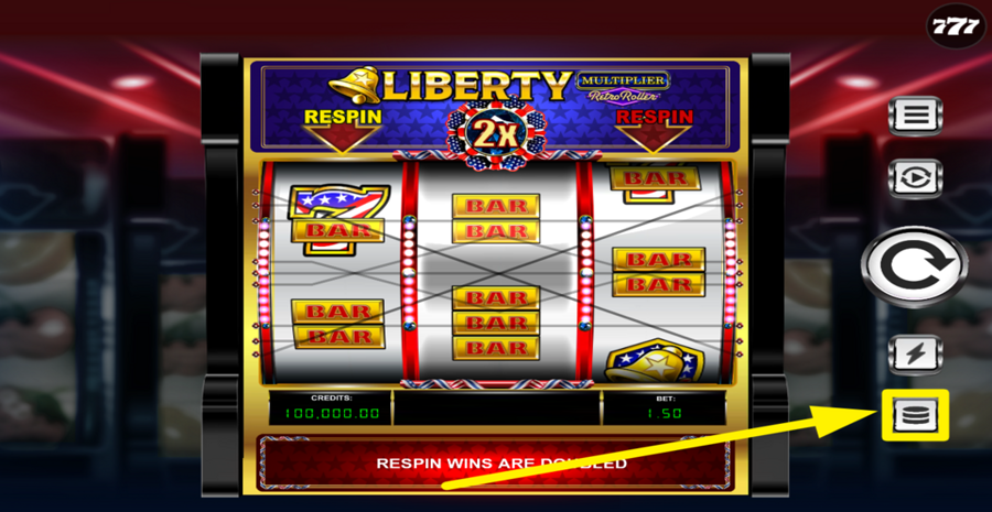 Liberty Multiplier Retro Roller Adjust Bet