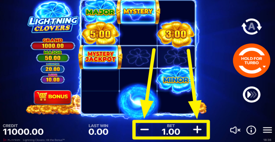 Lightning Clovers Hit The Bonus Adjust Bet