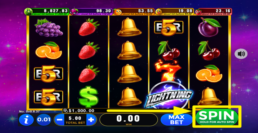 Lightning Fruits Spin Button