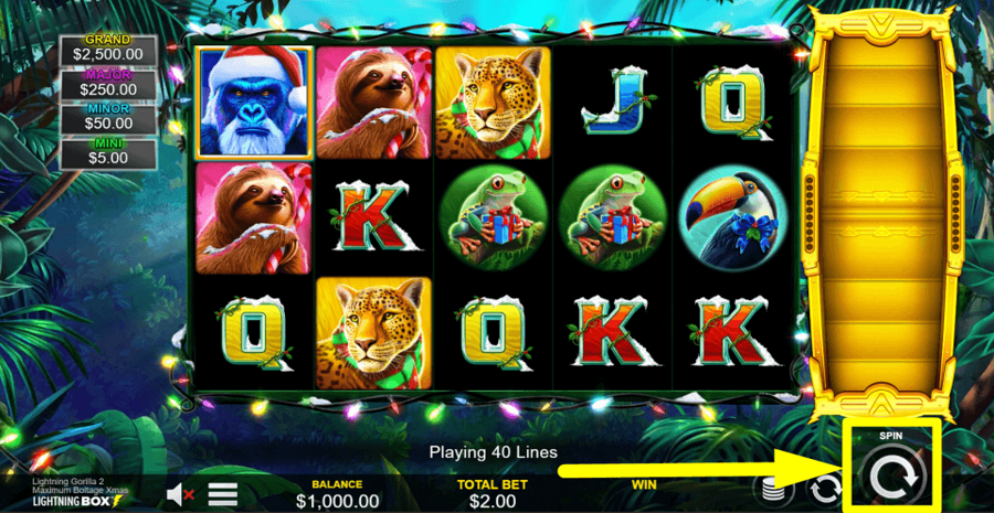 Lightning Gorilla 2 Xmas Maximum Boltage Spin Button