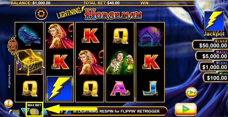 Lightning Horseman Max Bet Button