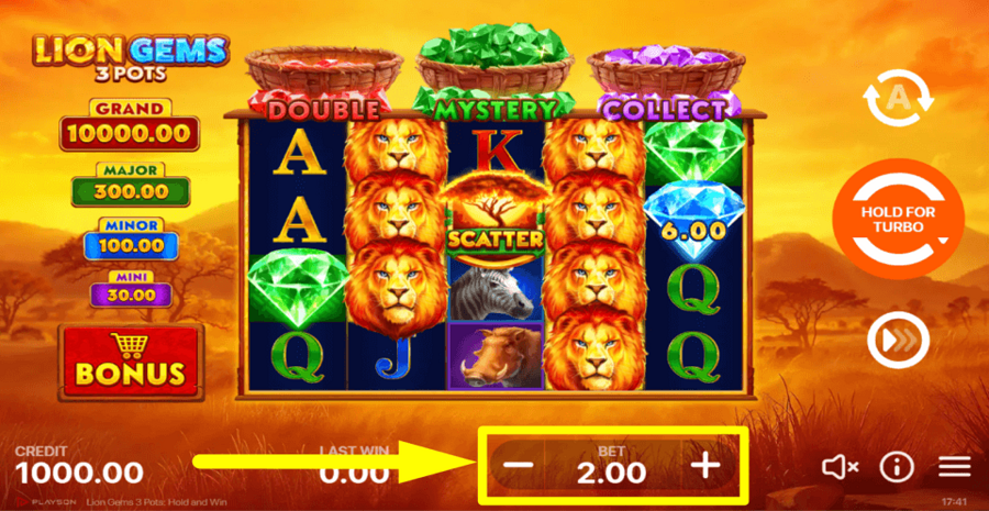 Lion Gems 3 Pots Hold And Win Bet Value