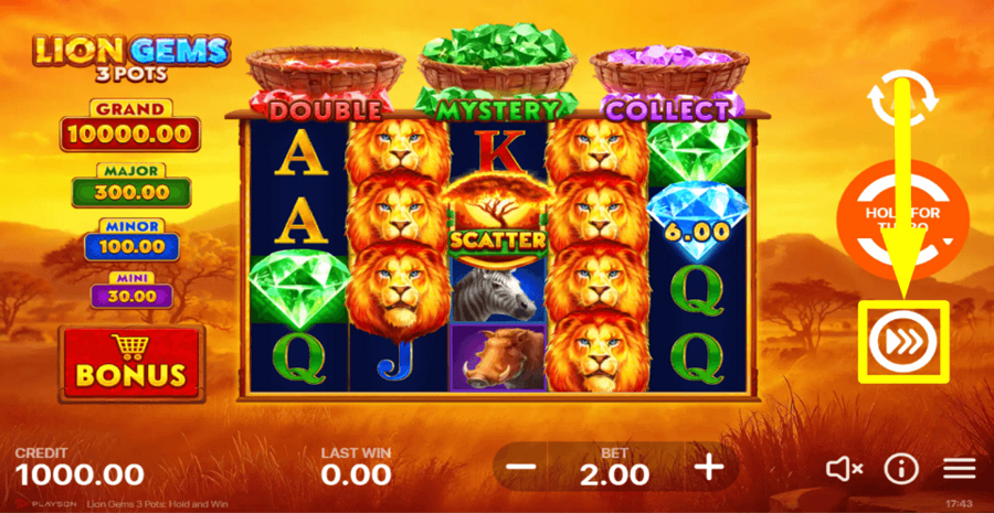 Lion Gems 3 Pots Hold And Win Turbo Feature