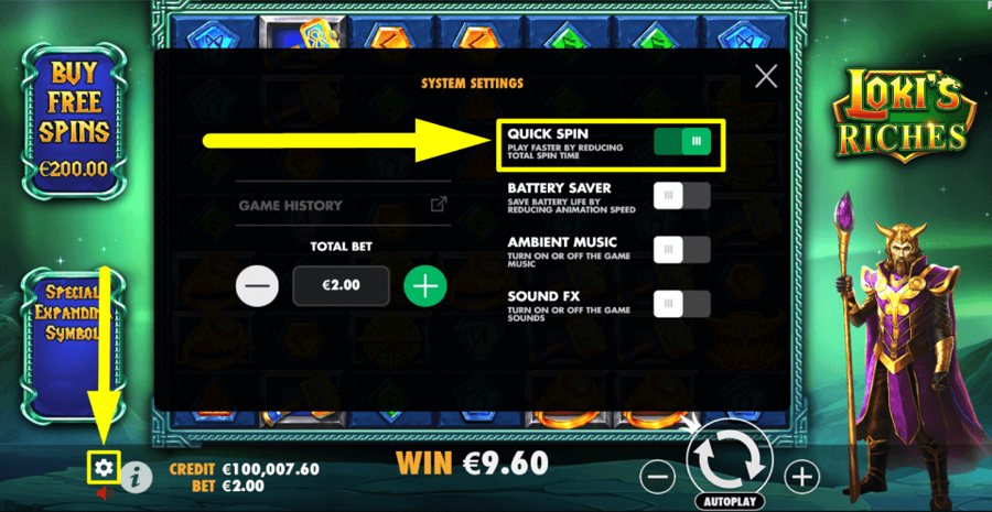Lokis Riches Quick Spin Feature