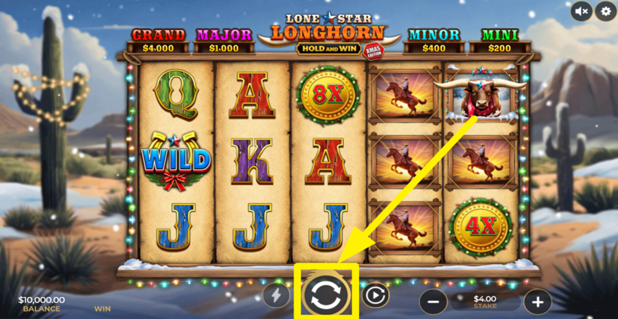 Lone Star Longhorn Xmas Edition Hold And Win Spin