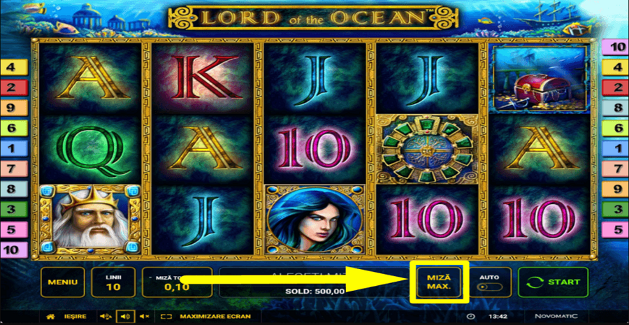 Lord Of The Ocean Max Bet Button
