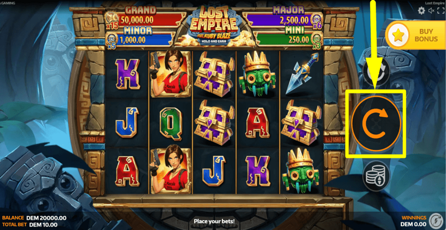 Lost Empire Featuring Ruby Blaze Spin Button