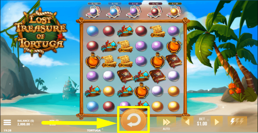 Lost Treasure Of Tortuga Spin Button