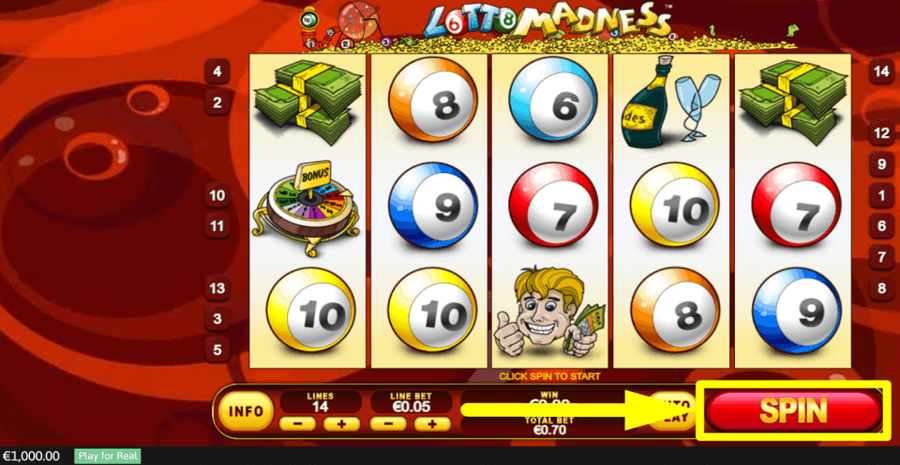 Lotto Madness Spin Button