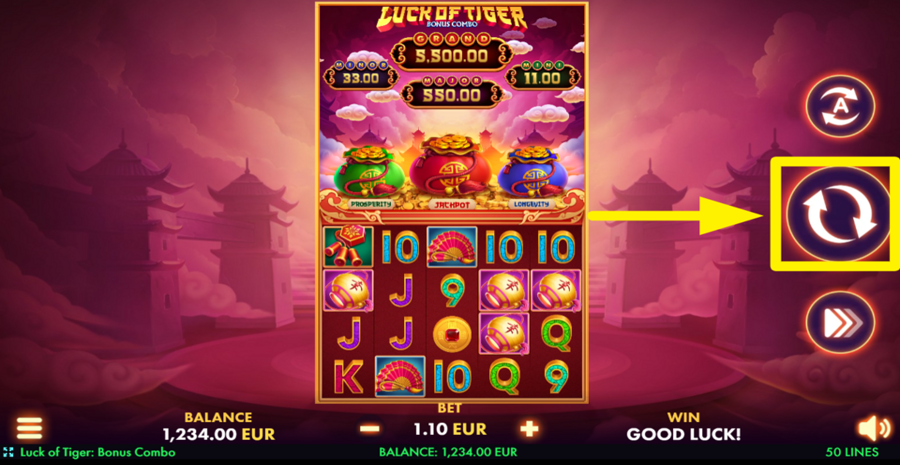 Luck Of Tiger Spin Button