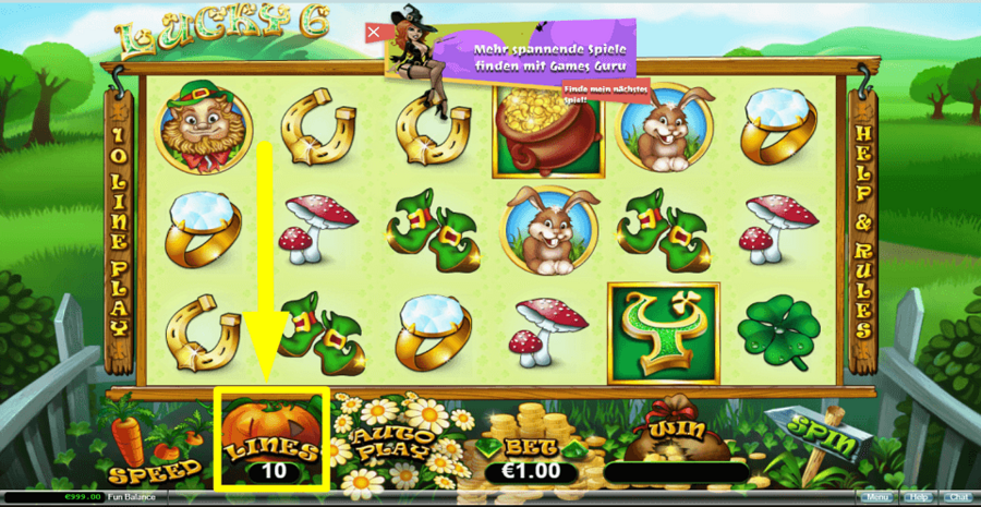 Lucky 6 Adjustable Paylines