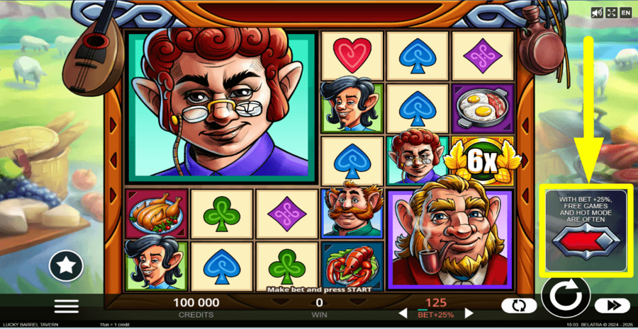 Lucky Barrel Tavern Ante Bet Feature