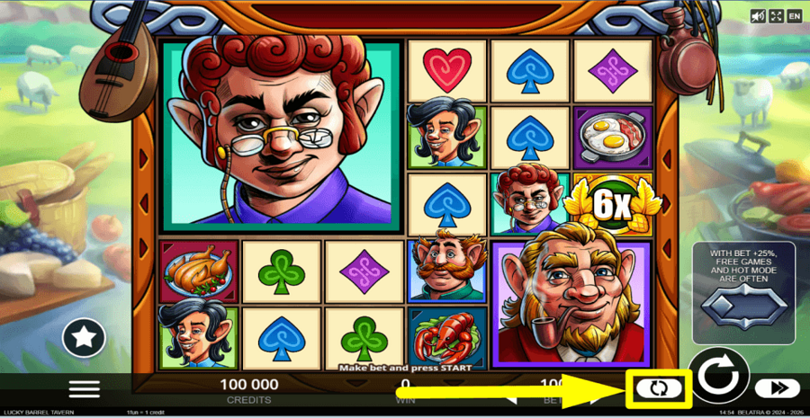 Lucky Barrel Tavern Autoplay Feature