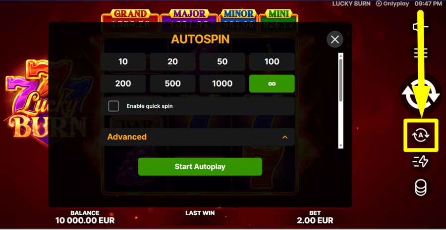 Lucky Burn Autoplay Feature