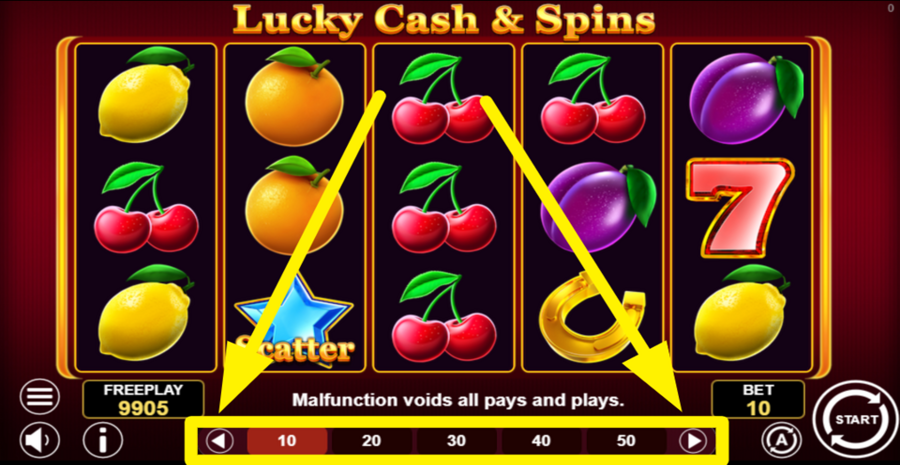 Lucky Cash And Spins Adjust Bet