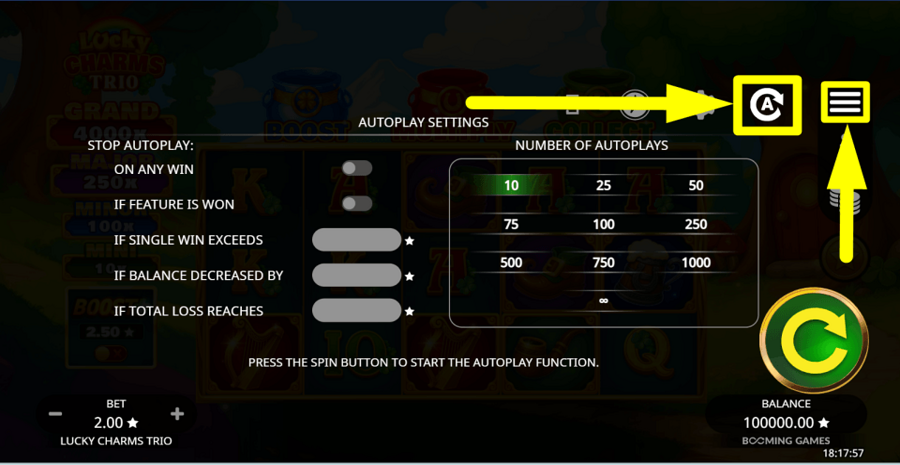 Lucky Charms Trio Autoplay Feature
