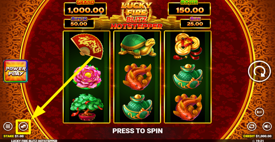 Lucky Fire Blitz Hotstepper Adjust Bet