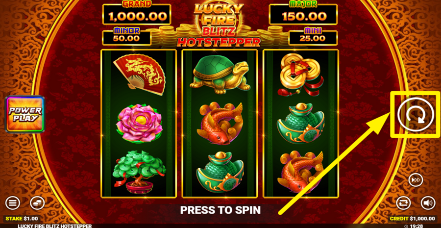Lucky Fire Blitz Hotstepper Spin Button