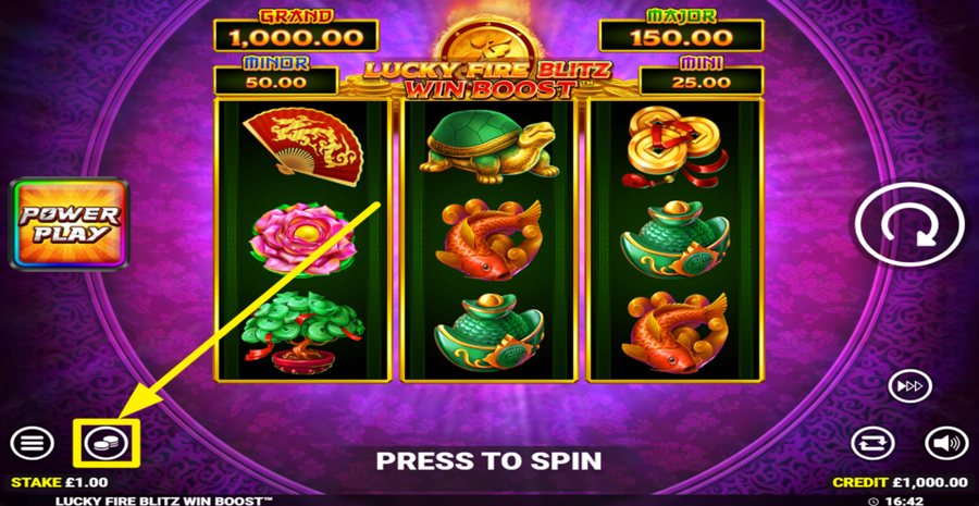 Lucky Fire Blitz Win Boost Adjust Bet