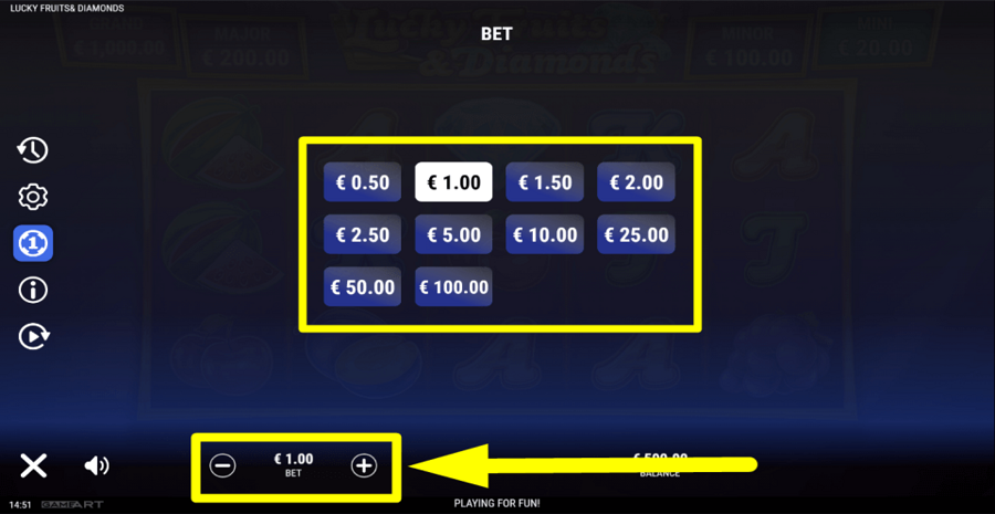 Lucky Fruits And Diamonds Bet Value
