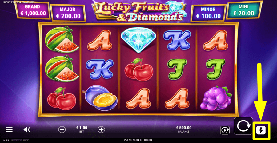 Lucky Fruits And Diamonds Fast Spin Feature