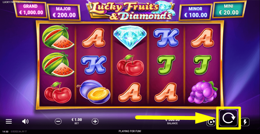 Lucky Fruits And Diamonds Spin Button