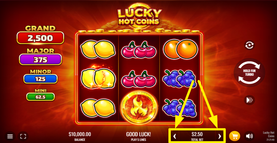 Lucky Hot Coins Adjust Bet