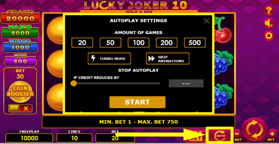 Lucky Joker 10 Hold And Win Autoplay Feature