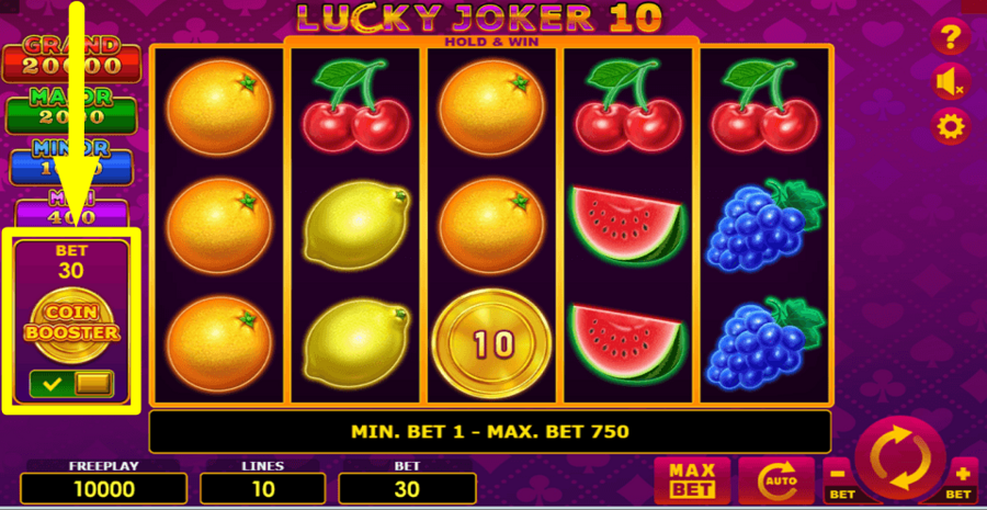 Lucky Joker 10 Hold And Win Booster Feature