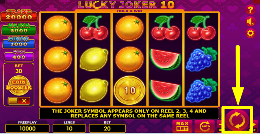 Lucky Joker 10 Hold And Win Spin Button