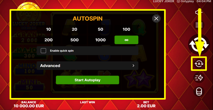Lucky Joker Hold And Win Autoplay Feature