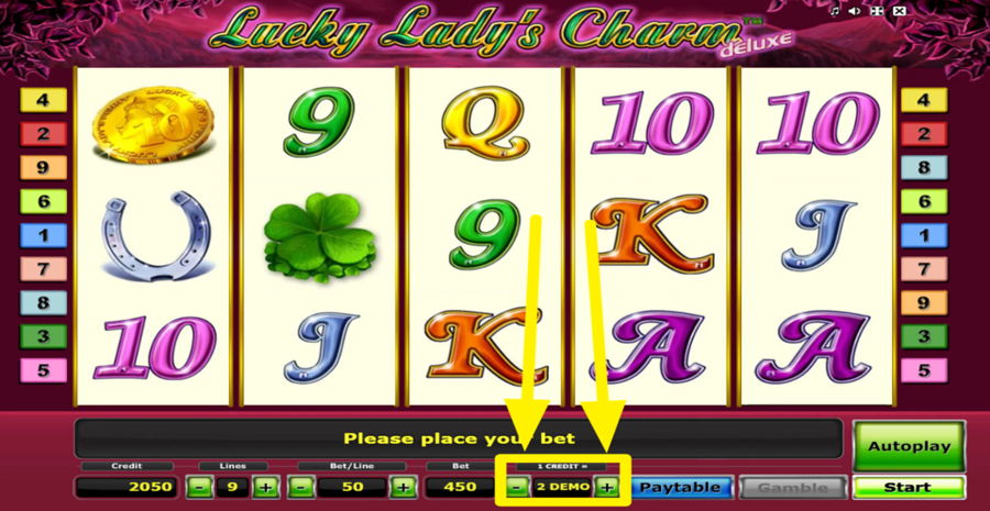 Lucky Ladys Charm Deluxe Adjust Coin Value