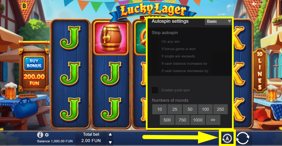 Lucky Lager x9990 Autoplay Feature