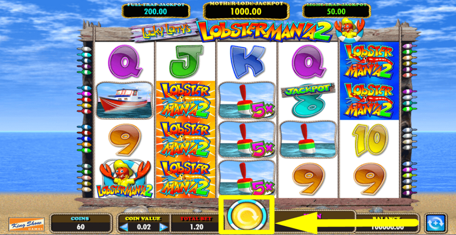 Lucky Larrys Lobstermania 2 Spin Button