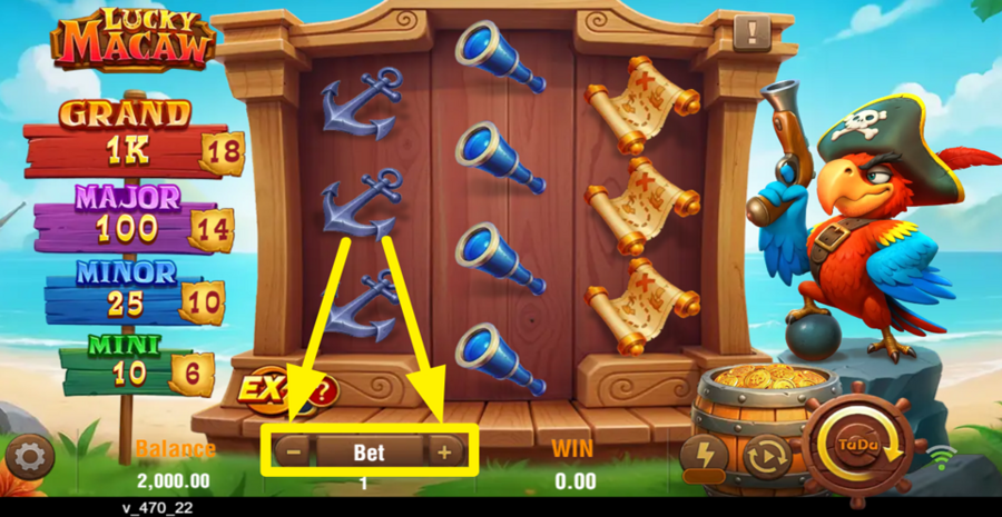 Lucky Macaw Adjust Bet