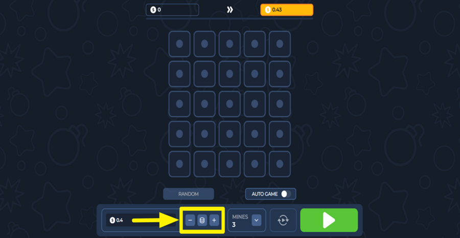 Lucky Mines Adjust Bet