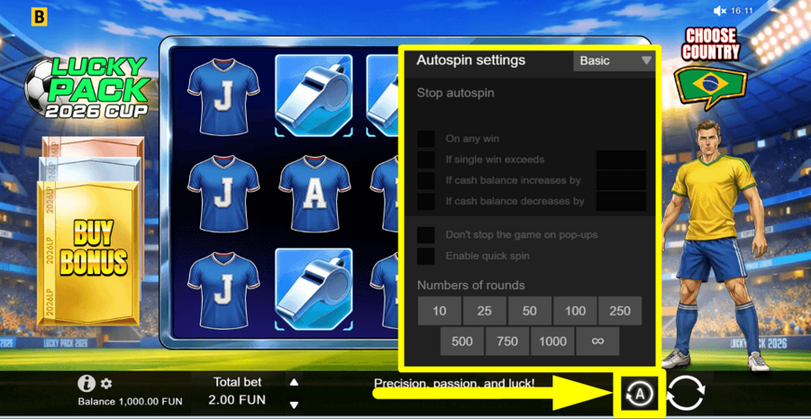 Lucky Pack 2026 Cup Autoplay Feature