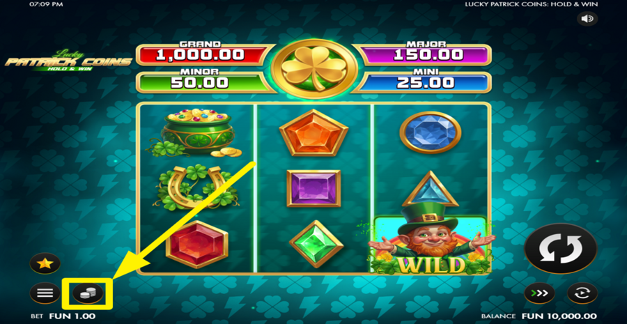 Lucky Patrick Coins Hold And Win Adjust Bet