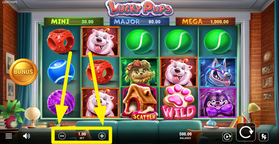 Lucky Pups Adjust Bet
