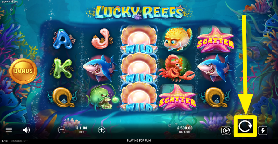 Lucky Reefs Spin Button