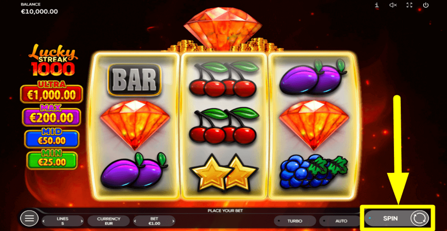 Lucky Streak 1000 Spin Button