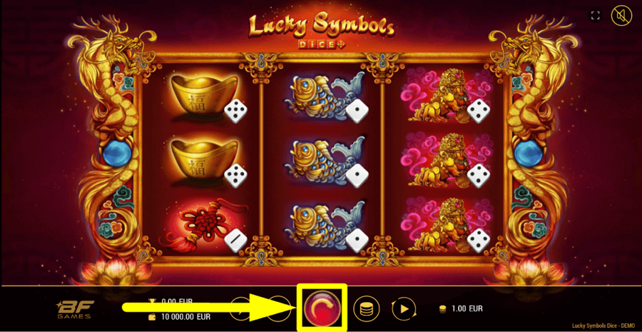 Lucky Symbols Dice Spin Button