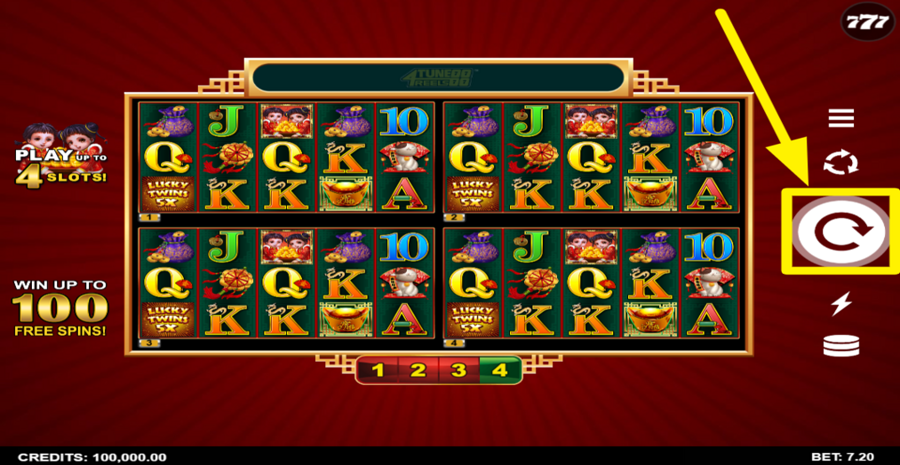 Lucky Twins 5x 4tune Reels Spin Button