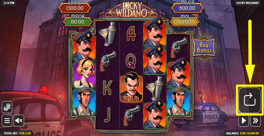 Lucky Wildano Spin Button