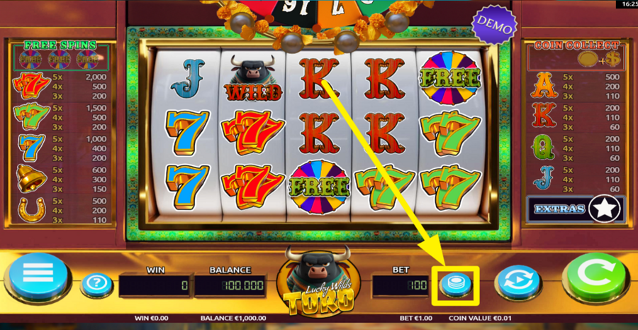 Lucky Wilds Toro Adjust Bet