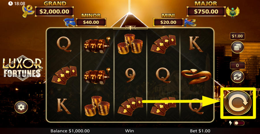 Luxor Fortunes Spin Button