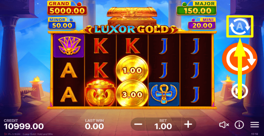Luxor Gold Hold And Win Autoplay Feature