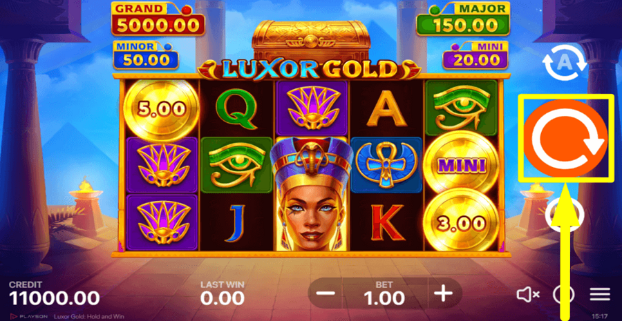 Luxor Gold Hold And Win Spin Button