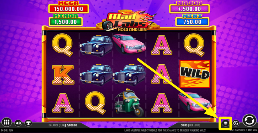 Mad Cabs Hold And Win Adjust Bet